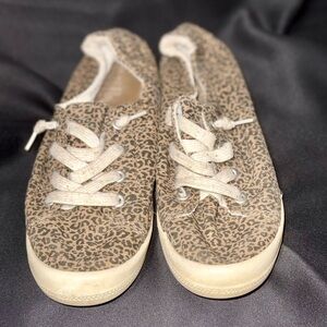 Mad Love Tan Leopard Print Sneakers